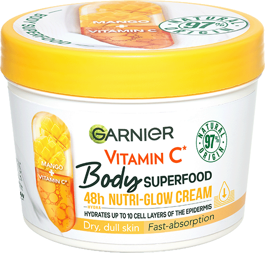 Garnier Superfood Vitamin C Mango Body Cream.