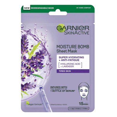 Garnier Moisture Bomb Lavender Tissue Mask.