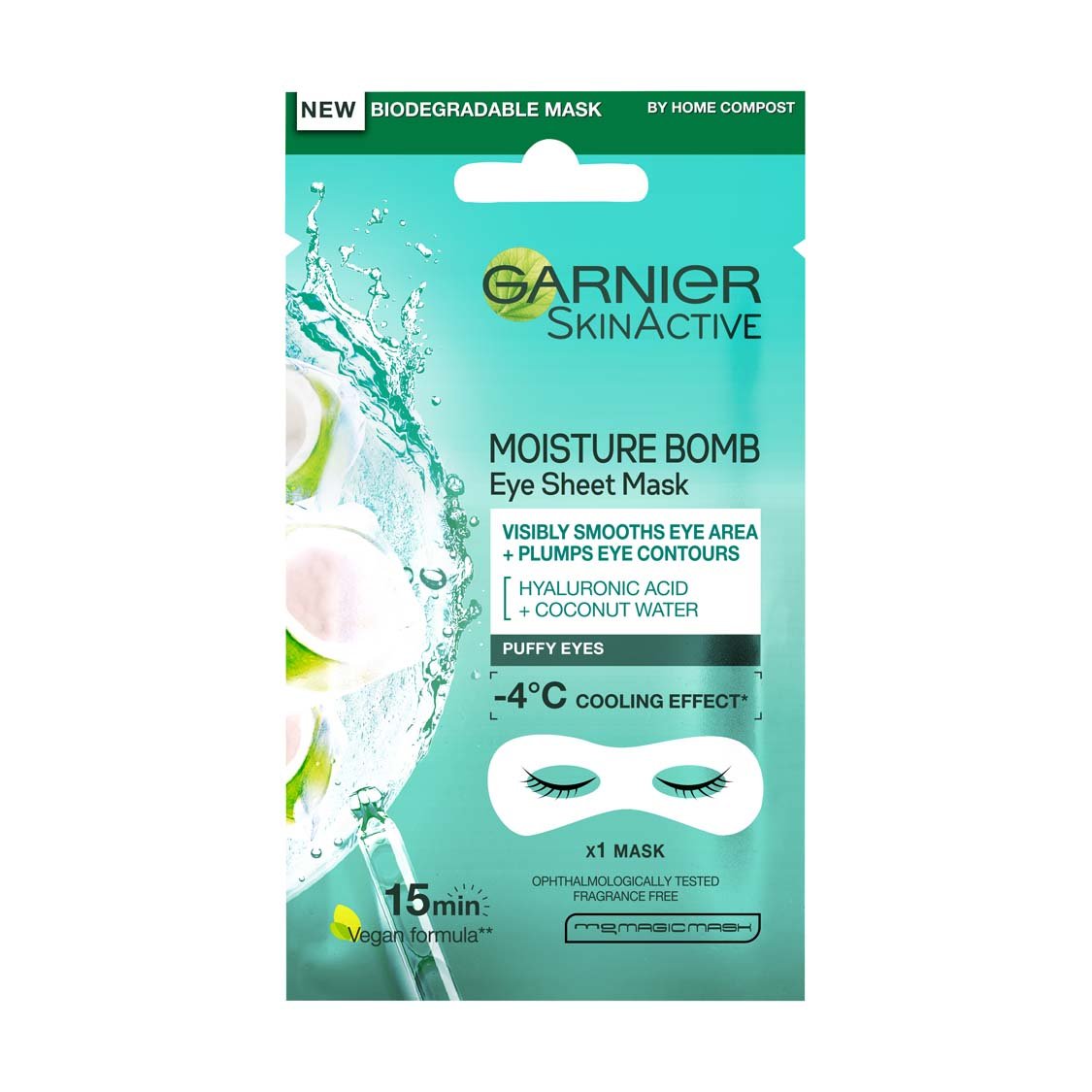 3600542154772 Garnier SkinActive MoistureBomb Eye Tissue Mask Coconut FRONT